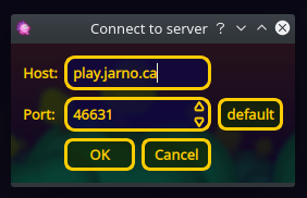 Connection settings for Hedgewars
